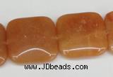 CAJ157 15.5 inches 25*25mm square red aventurine jade beads