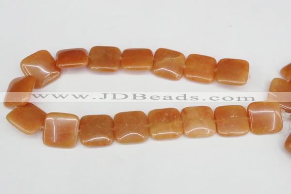 CAJ157 15.5 inches 25*25mm square red aventurine jade beads