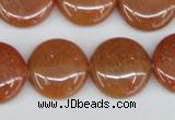 CAJ166 15.5 inches 20mm flat round red aventurine jade beads