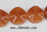 CAJ171 15.5 inches 20mm wavy coin red aventurine jade beads