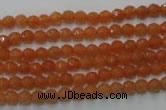 CAJ360 15.5 inches 4mm faceted round red aventurine beads wholesale