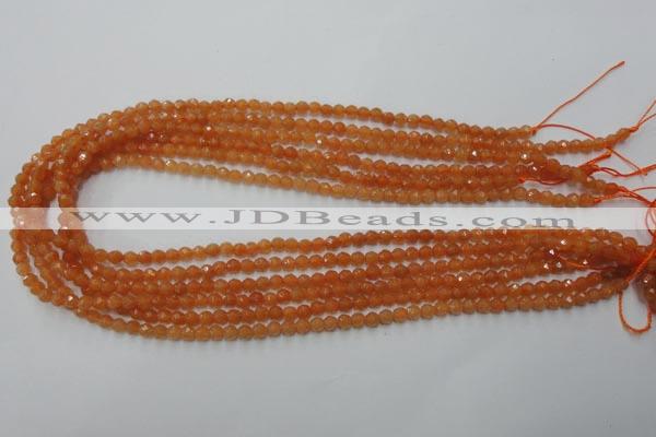 CAJ360 15.5 inches 4mm faceted round red aventurine beads wholesale