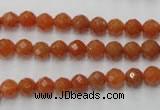 CAJ361 15.5 inches 6mm faceted round red aventurine beads wholesale