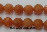 CAJ364 15.5 inches 12mm faceted round red aventurine beads wholesale