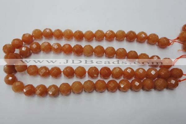 CAJ365 15.5 inches 14mm faceted round red aventurine beads wholesale