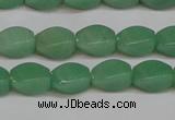 CAJ665 15.5 inches 8*12mm twisted rice green aventurine beads