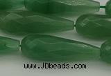 CAJ708 15.5 inches 10*30mm faceted teardrop green aventurine beads