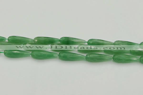 CAJ708 15.5 inches 10*30mm faceted teardrop green aventurine beads