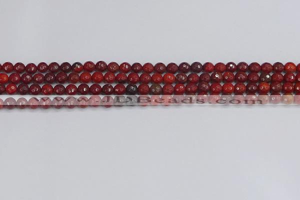 CAJ758 15.5 inches 4mm faceted round apple jasper beads