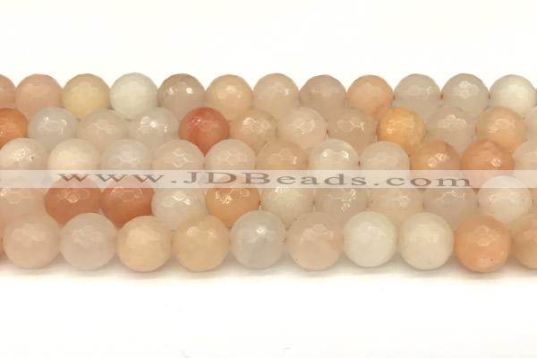 CAJ823 15 inches 12mm faceted round pink aventurine beads