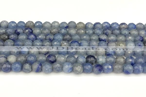 CAJ825 15 inches 6mm faceted round blue aventurine beads