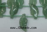 CAJ89 Top-drilled 10*20mm carved leaf green aventurine beads wholesale