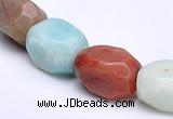 CAM10 10*14mm faceted pebble natural amazonite beads Wholesale