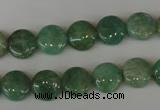 CAM1015 15.5 inches 10mm flat round natural Russian amazonite beads