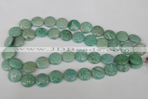 CAM1019 15.5 inches 18mm flat round natural Russian amazonite beads