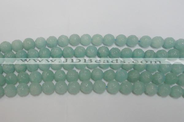 CAM1122 15.5 inches 8mm carved round amazonite beads wholesale