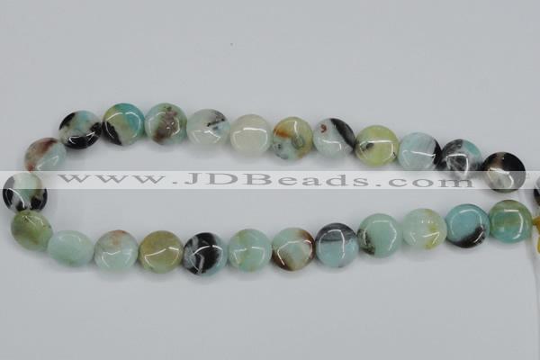 CAM122 15.5 inches 16mm flat round amazonite gemstone beads