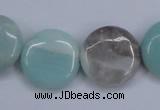 CAM123 15.5 inches 20mm flat round amazonite gemstone beads