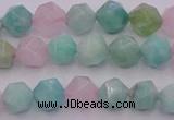 CAM1441 15.5 inches 6mm faceted nuggets amazonite & rose quartz beads