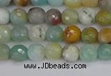 CAM1458 15.5 inches 4mm faceted round amazonite beads wholesale