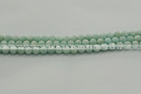 CAM1512 15.5 inches 8mm faceted round natural peru amazonite beads