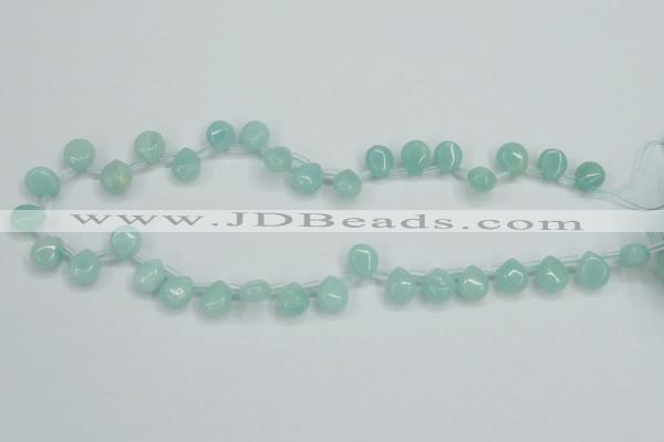 CAM153 9*11mm top-drilled flat teardrop amazonite gemstone beads