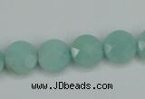 CAM155 15.5 inches 12mm faceted coin amazonite gemstone beads