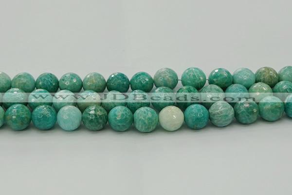 CAM1585 15.5 inches 14mm faceted round Russian amazonite beads