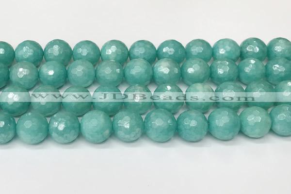 CAM1758 15 inches 12mm faceted round AB-color imitation amazonite beads