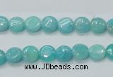 CAM300 15.5 inches 8mm flat round natural peru amazonite beads