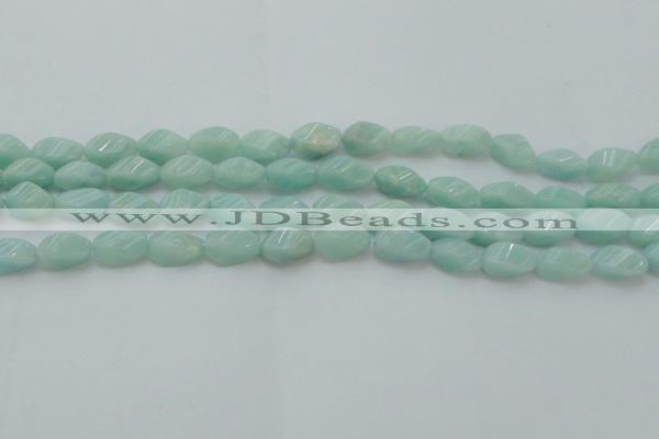 CAM361 15.5 inches 7*14mm twisted rice amazonite gemstone beads