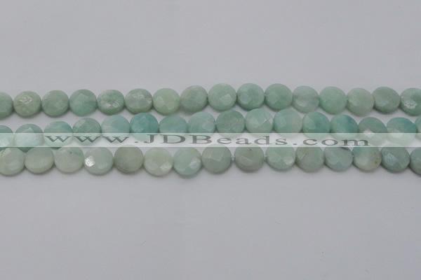 CAM363 15.5 inches 10mm faceted coin amazonite gemstone beads