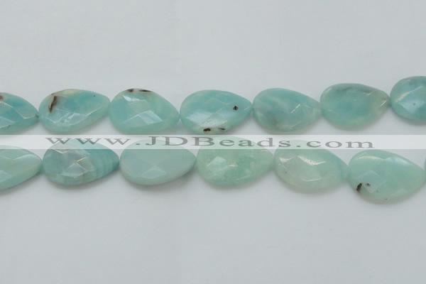 CAM365 15.5 inches 22*30mm faceted flat teardrop amazonite beads