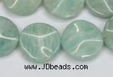 CAM412 15.5 inches 20mm wavy coin natural russian amazonite beads