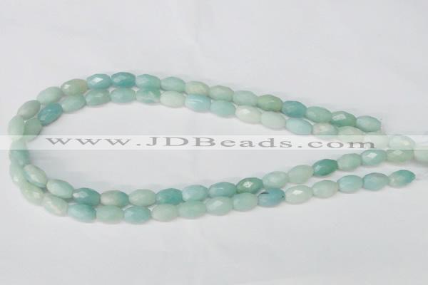 CAM604 15.5 inches 8*12mm faceted rice Chinese amazonite gemstone beads