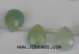 CAM634 Top-drilled 8*10mm faceted flat teardrop Chinese amazonite beads