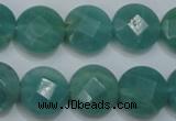 CAM942 15.5 inches 14mm faceted coin amazonite gemstone beads