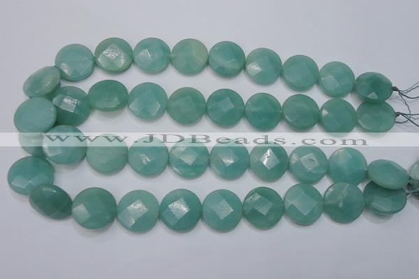 CAM945 15.5 inches 20mm faceted coin amazonite gemstone beads