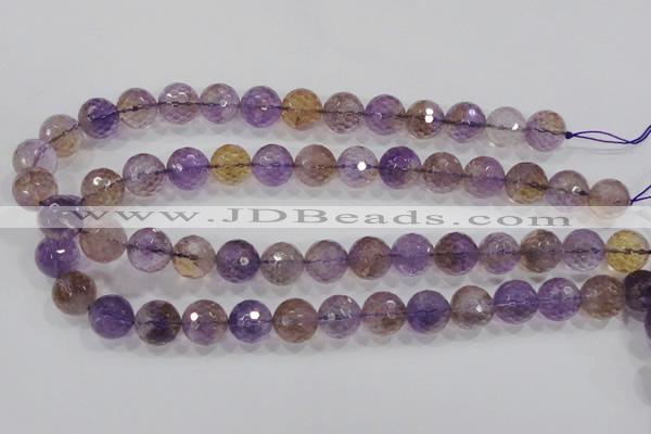 CAN12 15.5 inches 14mm faceted round natural ametrine gemstone beads