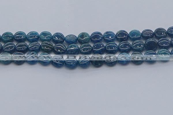 CAP381 15.5 inches 10mm flat round apatite gemstone beads