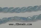 CAQ148 15.5 inches 6*8mm twisted oval natural aquamarine beads