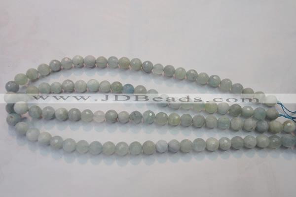 CAQ223 15 inches 8mm faceted round aquamarine beads wholesale