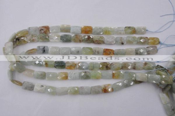 CAQ402 15.5 inches 10*14mm faceted rectangle natural aquamarine beads