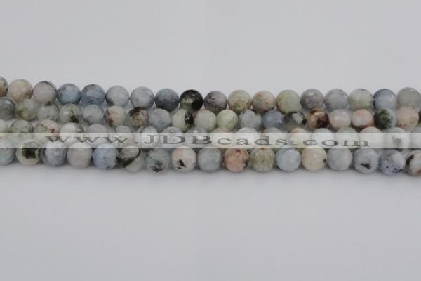 CAQ421 15.5 inches 8mm faceted round natural aquamarine beads