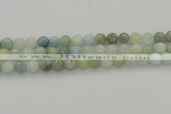 CAQ438 15.5 inches 10mm faceted round natural aquamarine beads