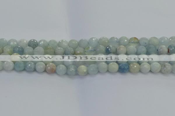 CAQ553 15.5 inches 8mm faceted round natural aquamarine beads