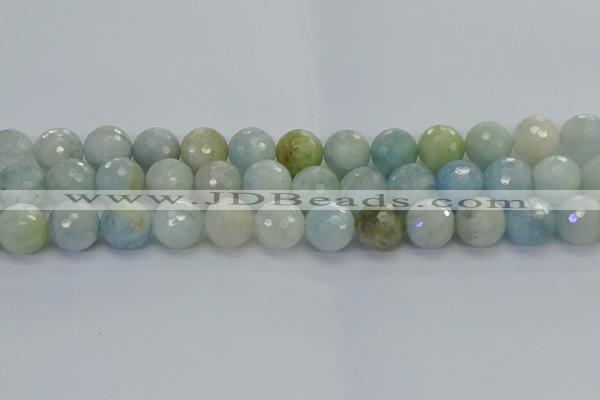 CAQ555 15.5 inches 12mm faceted round natural aquamarine beads