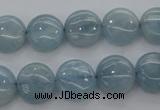 CAQ68 15.5 inches 12*12mm flat round natural aquamarine beads wholesale