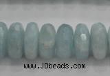 CAQ73 15.5 inches 6*13mm faceted rondelle AB grade aquamarine beads