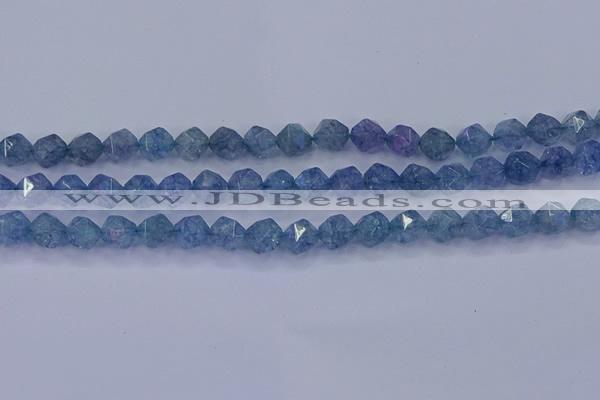 CAQ773 15.5 inches 10mm faceted nuggets imitation aquamarine beads